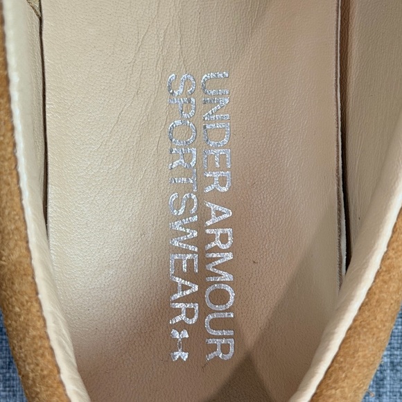 Under Armour Suede Sneakers Tan Caramel Teal Accent Lace Up Size 8 US 5.5 UK - Picture 5 of 7